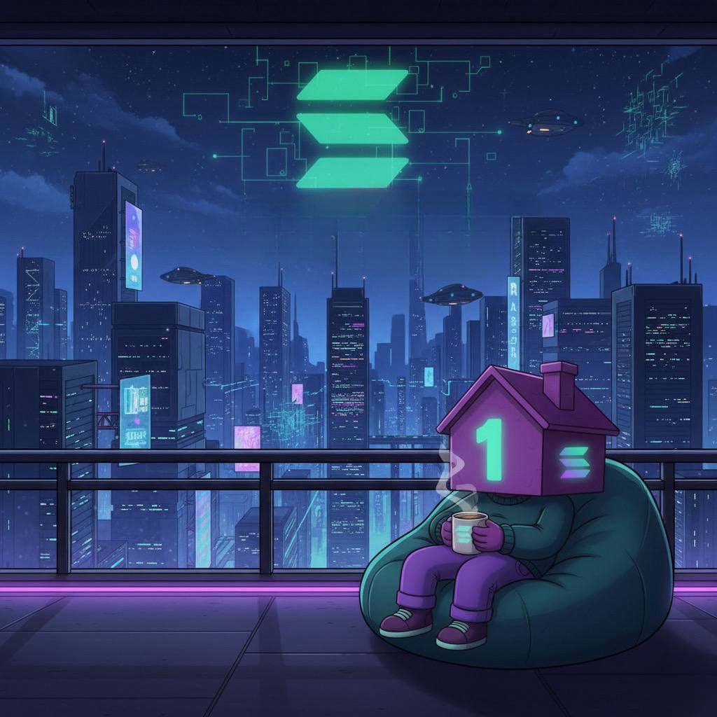 1HOUSE in cyberpunk city with Solana